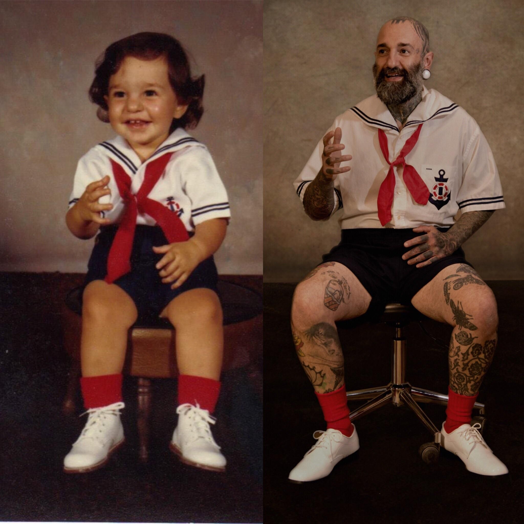 My mother made me the 2 year old outfit and the 39 year old outfit.