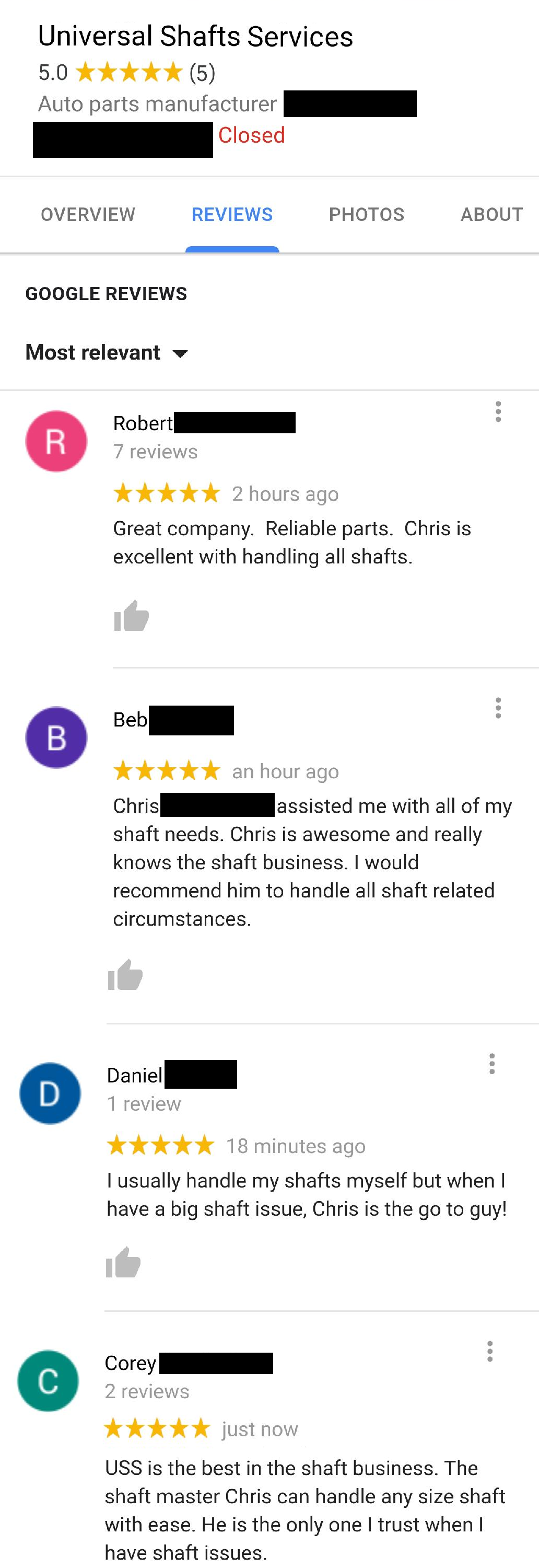 I left a Google review for my mate's company, our friends took over, and it only got better....