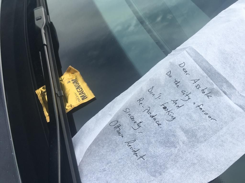 Someone had parked their Audi out of lines - and someone left a nice note lol