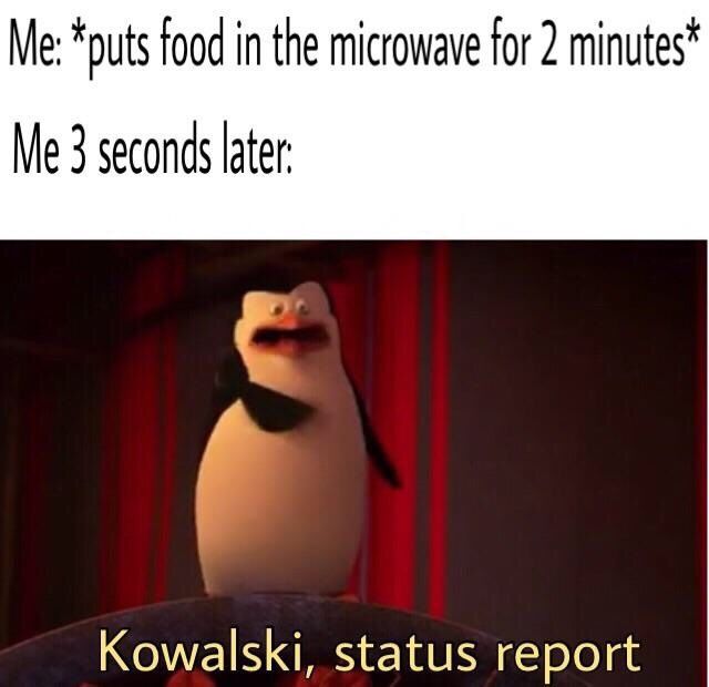 "Food is still frozen, Skipper"