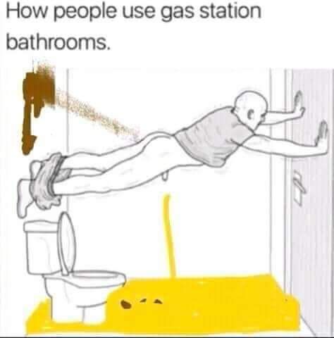 Gas station bathroom etiquette