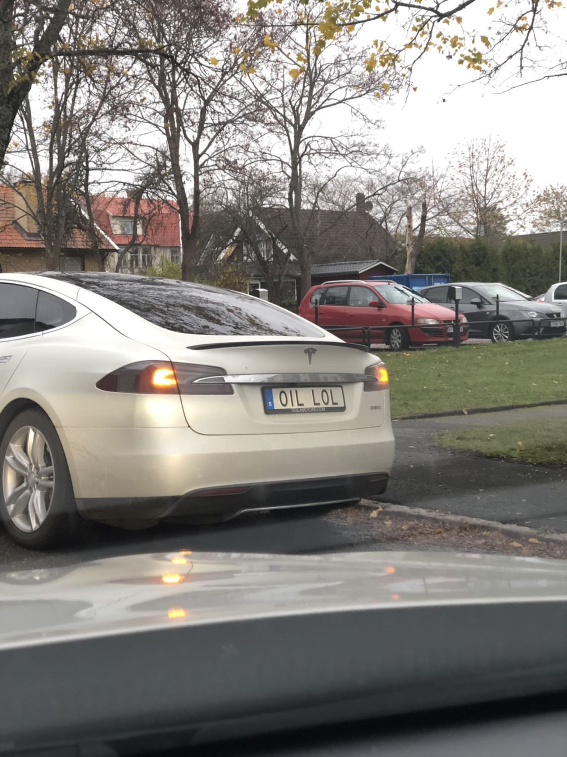The vanity plate of this Tesla