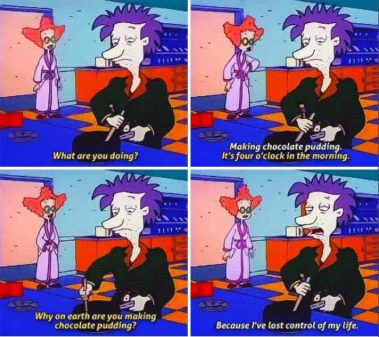 This is actually what it's like to be a parent sometimes. Rugrats drew a fine line between entertainment and reality.