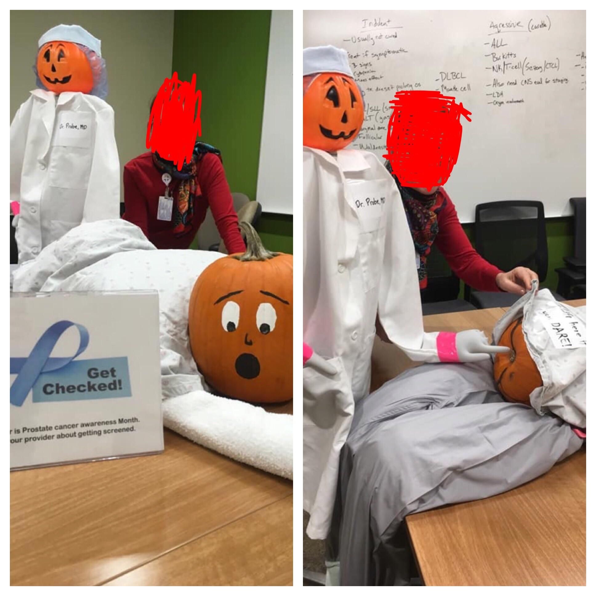 The cancer clinic my mom works for entered a Pumpkin Halloween contest yesterday, this is what they came up with