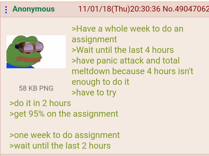 Anon lives the college life