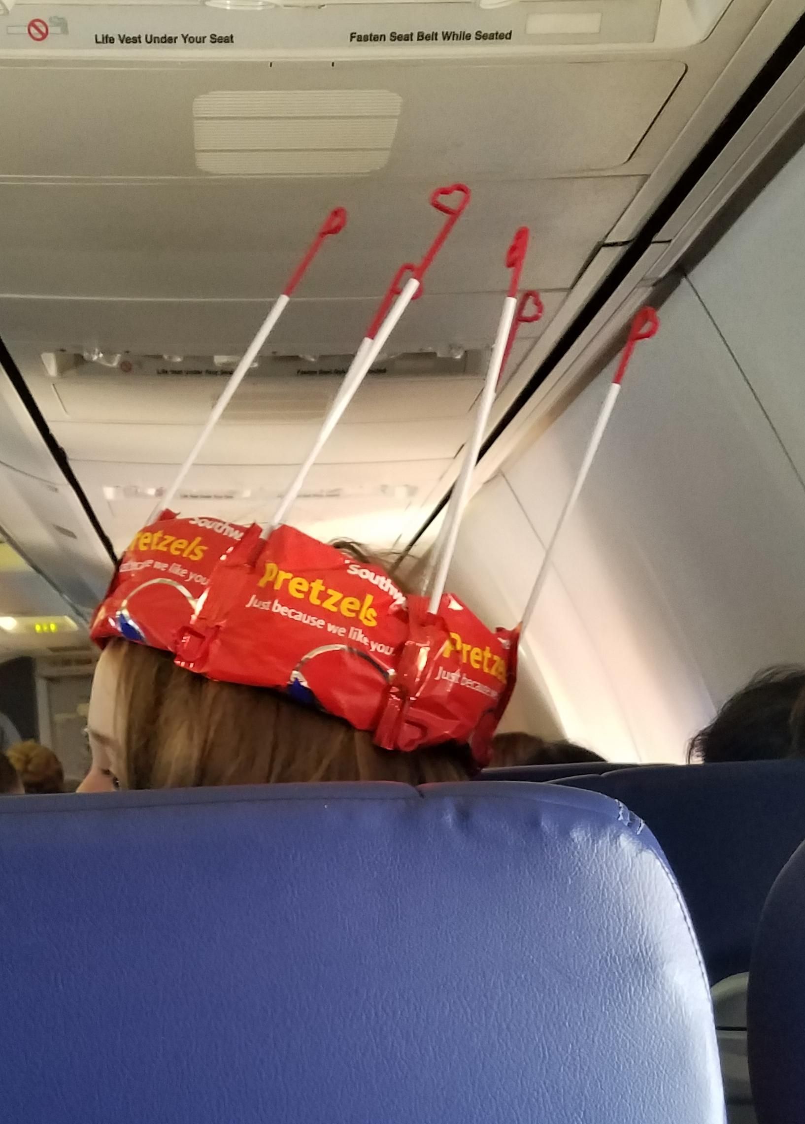 Flight attendant created this crown for a young girl's birthday on my flight yesterday.