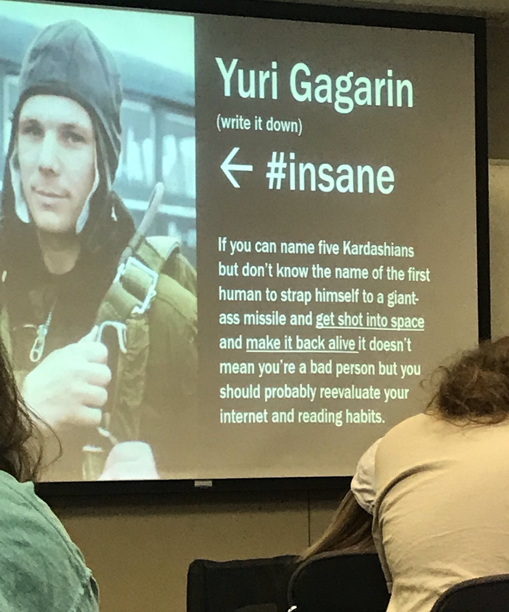History professor teaches about the first man in space.
