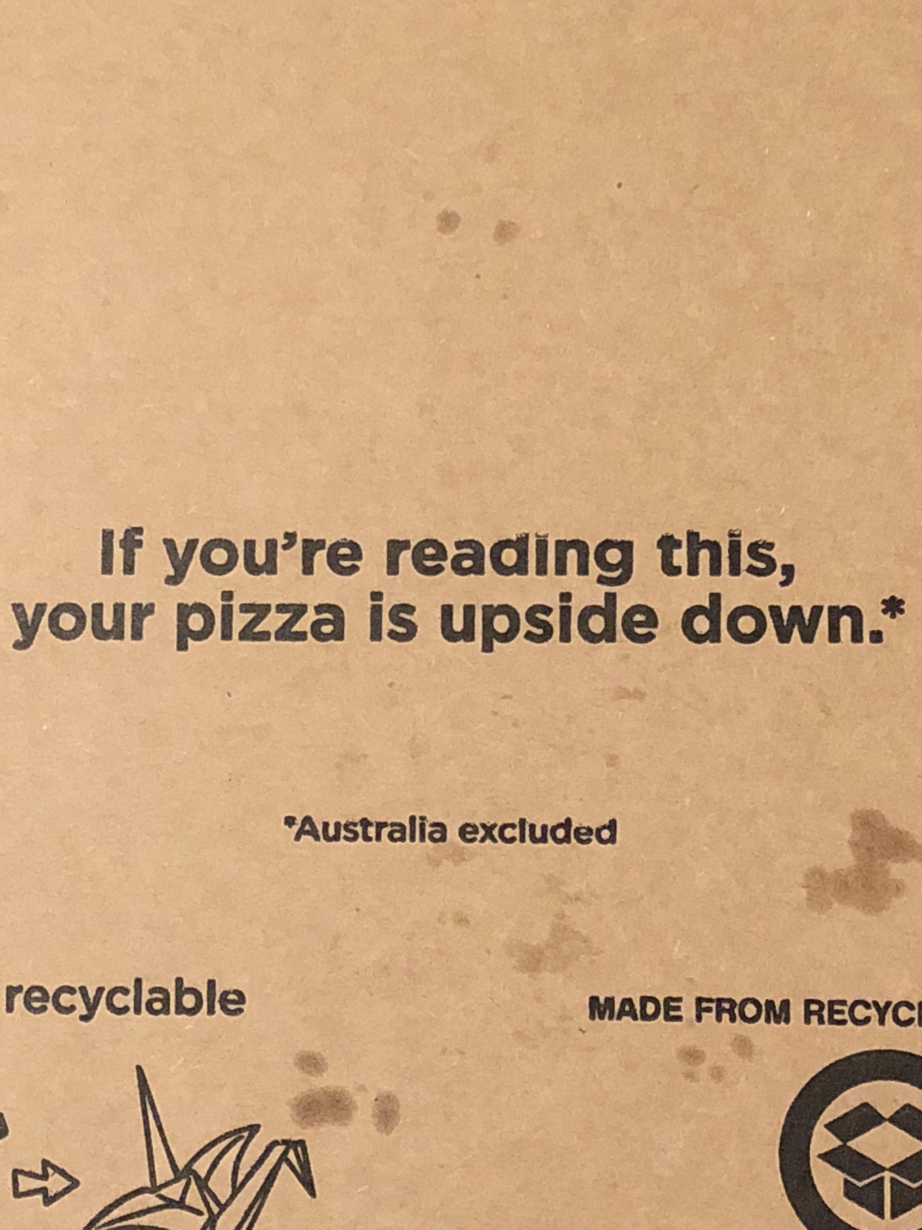 Found on the bottom of my pizza box