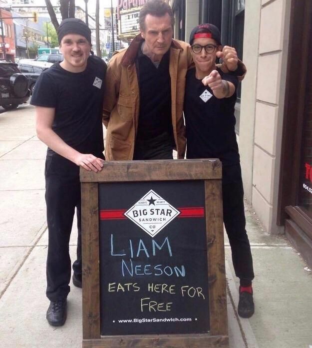 This Shop Lets Liam Neeson Eat For Free So He Shows Up