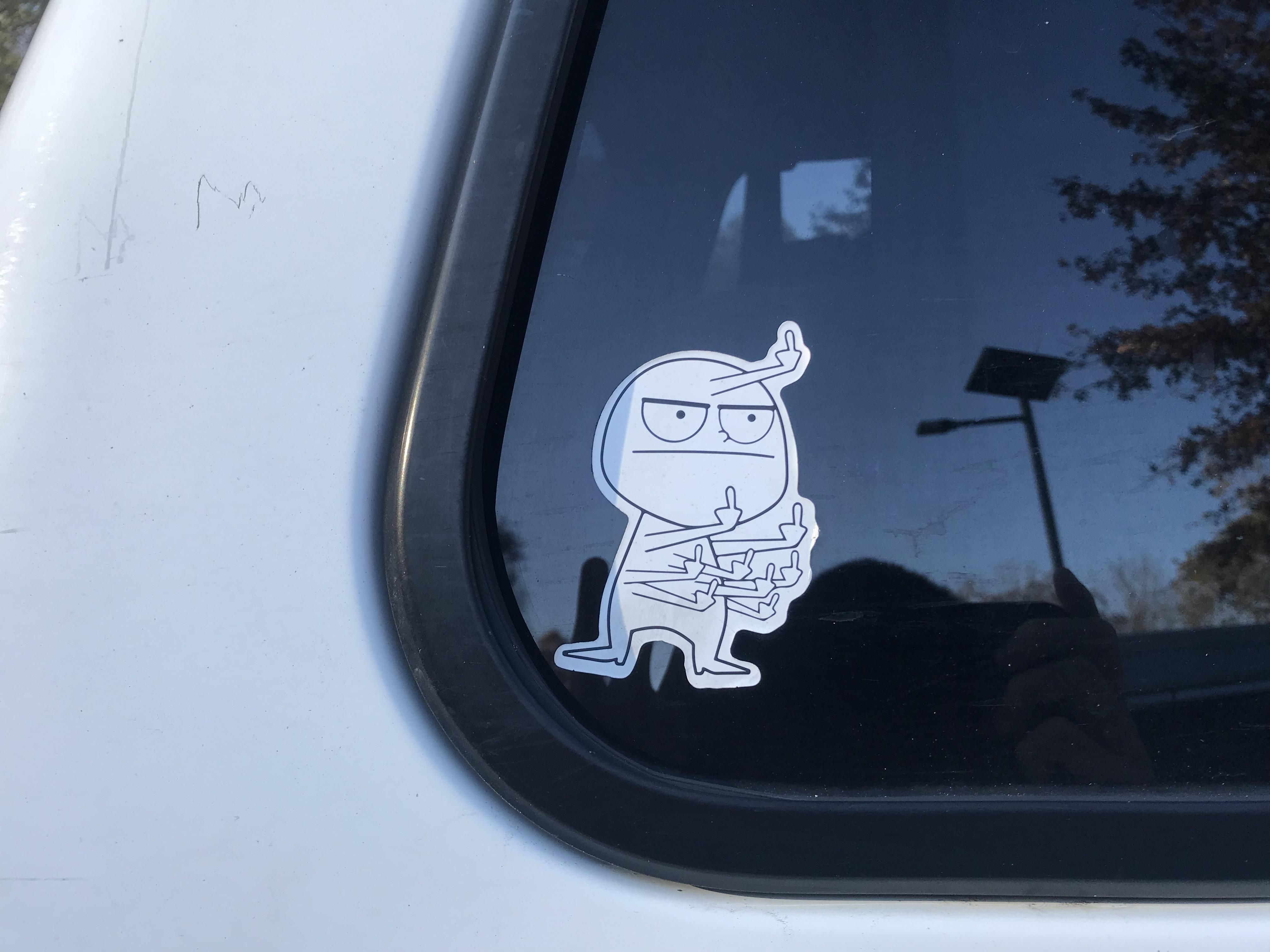 Went to the park yesterday, and saw this on a neighboring car.
