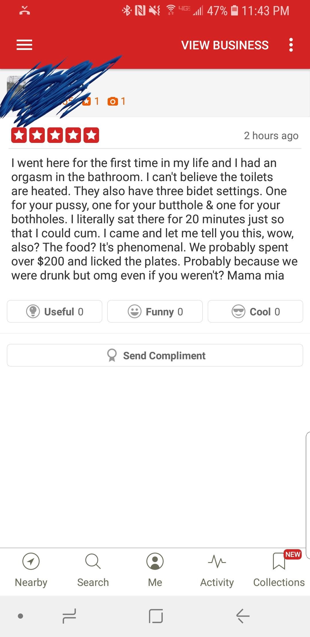 My new job has a bidet in the bathroom. This is a review of our restaurant we got today