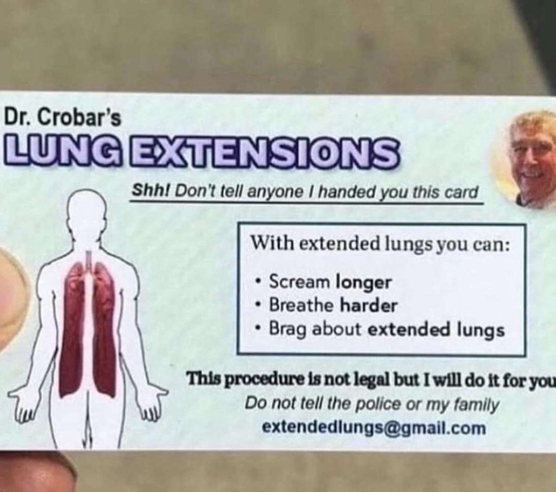 Presenting lung extensionismist specialist, Dr. Crobar.