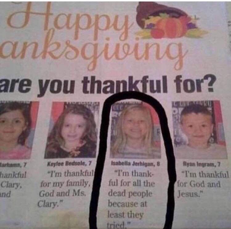 What this little girl is thankful for.