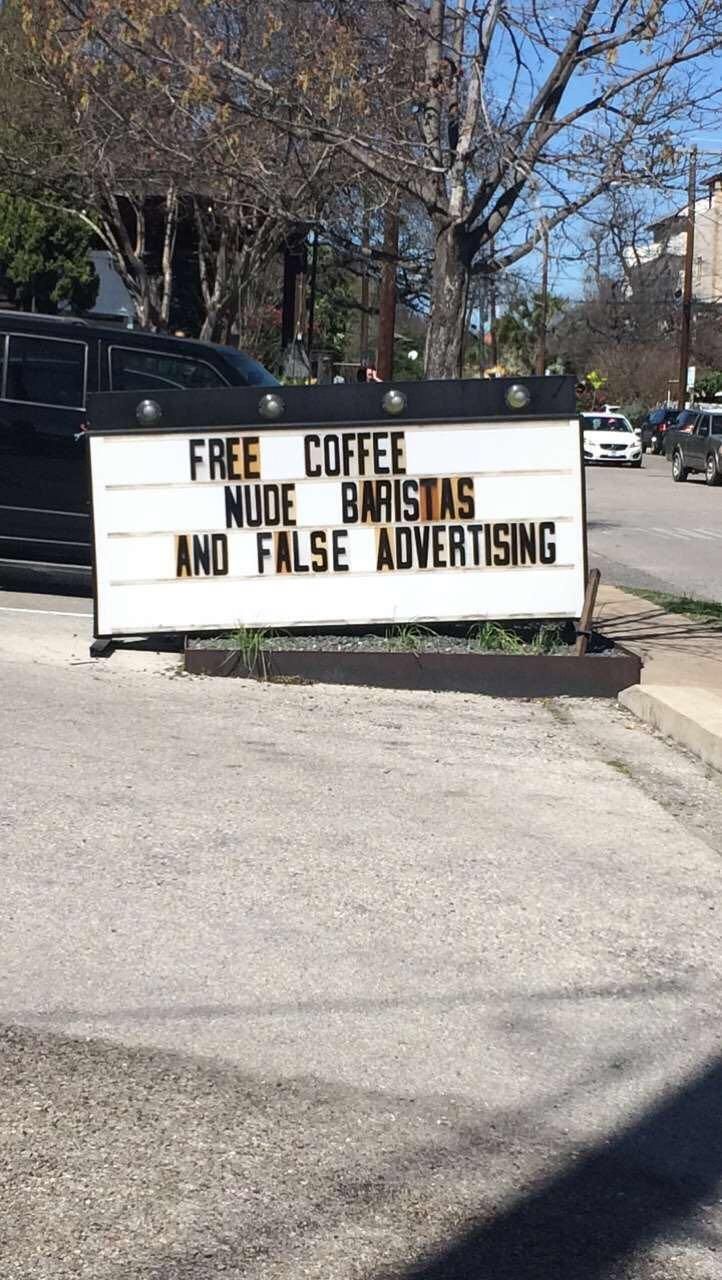 Outside a coffee shop in Austin...