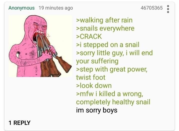 Anon steps on a snail