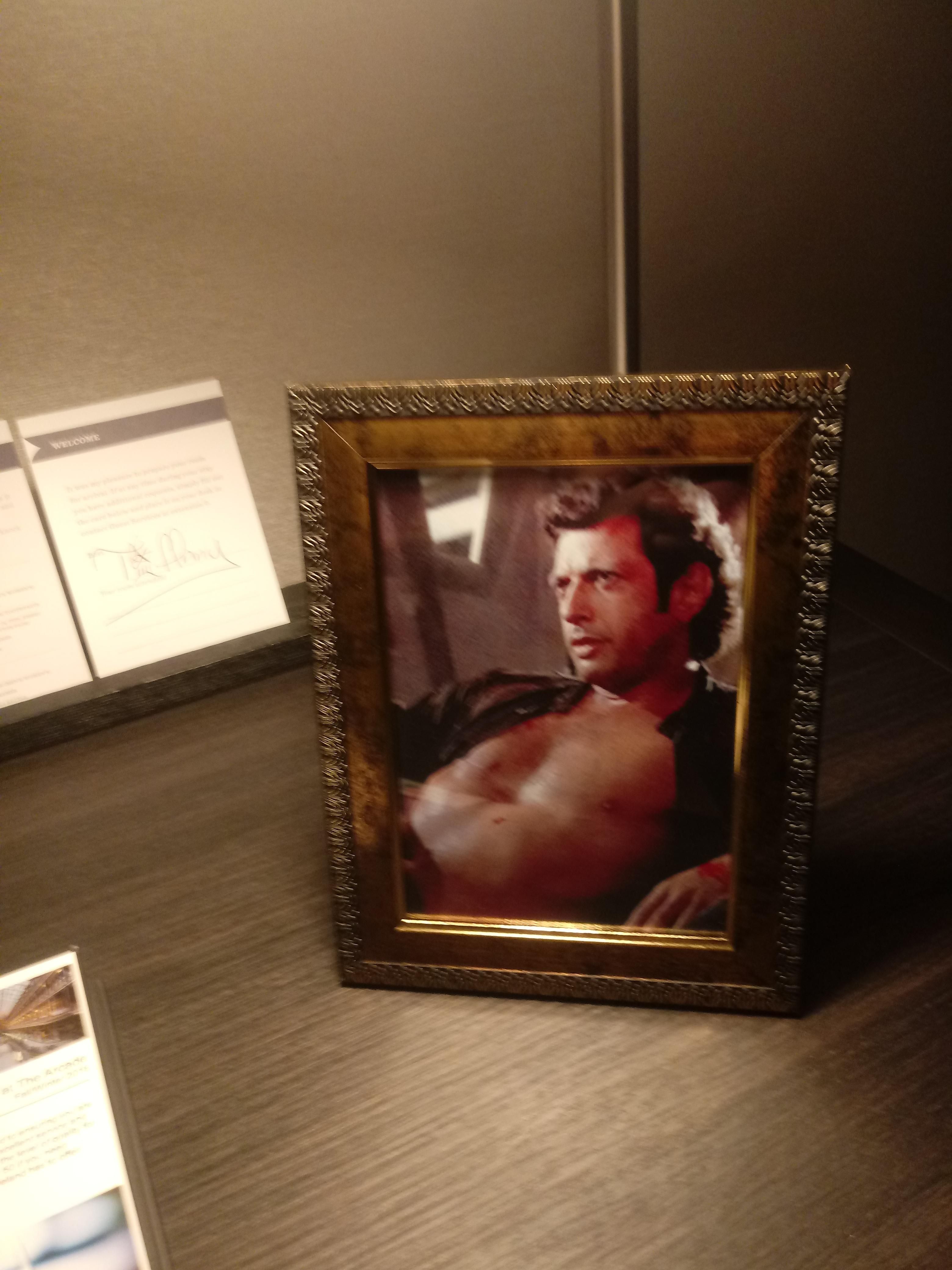I'm at the Hyatt hotel in downtown Cleveland. Under "special requests", I asked for a sexy picture of Jeff Goldblum for my wife. They did not disappoint.