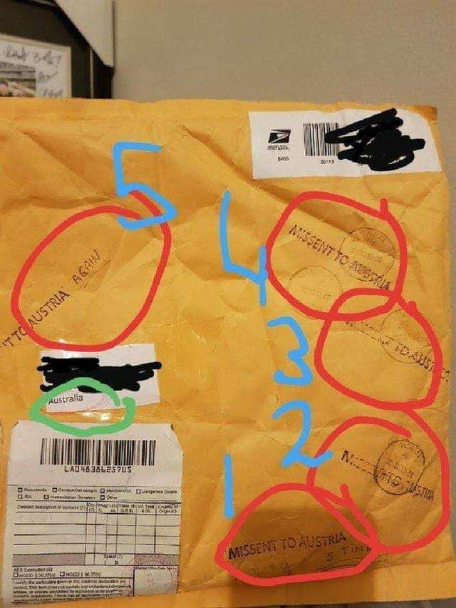 Just an Australian package that got missent to Austria... 5 times