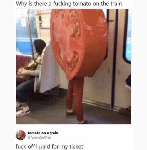 Tomato on a train