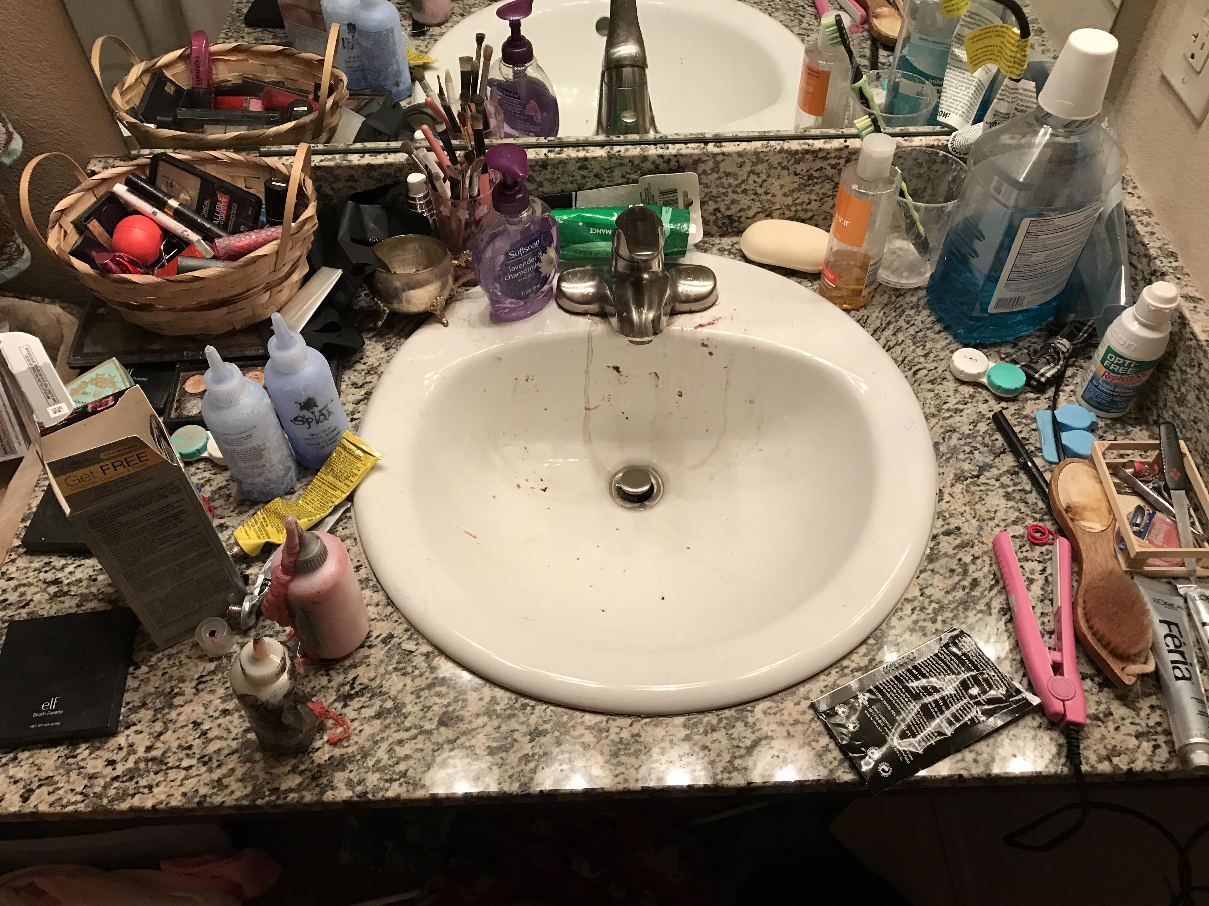 GF: "Your beard shavings are making the sink look dirty."