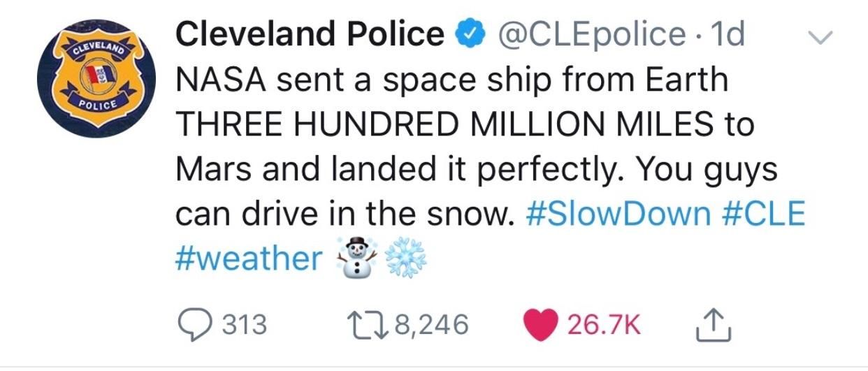 Cleveland Police got jokes.
