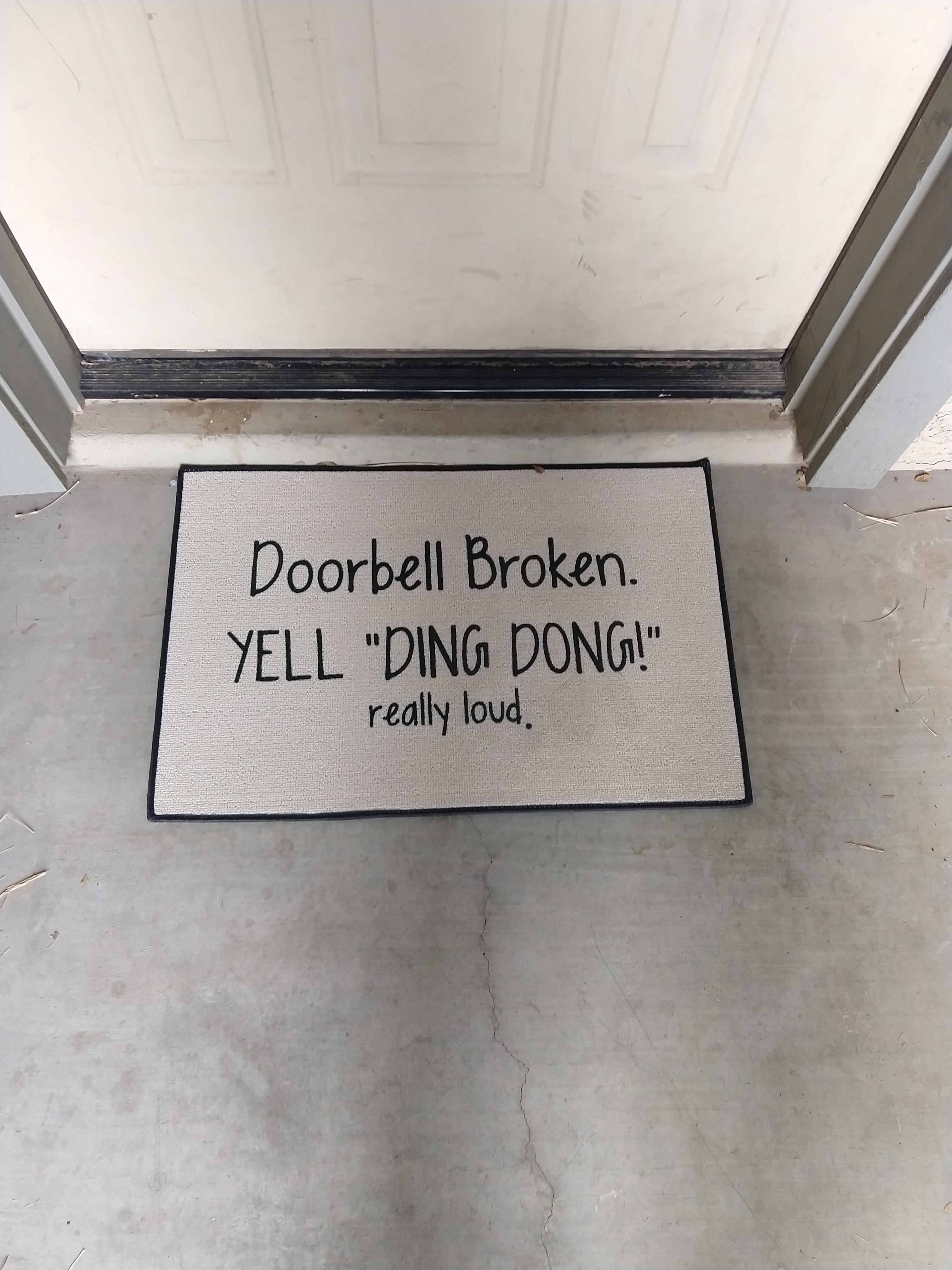 New door mat... Hoping the Amazon delivery people can follow directions.