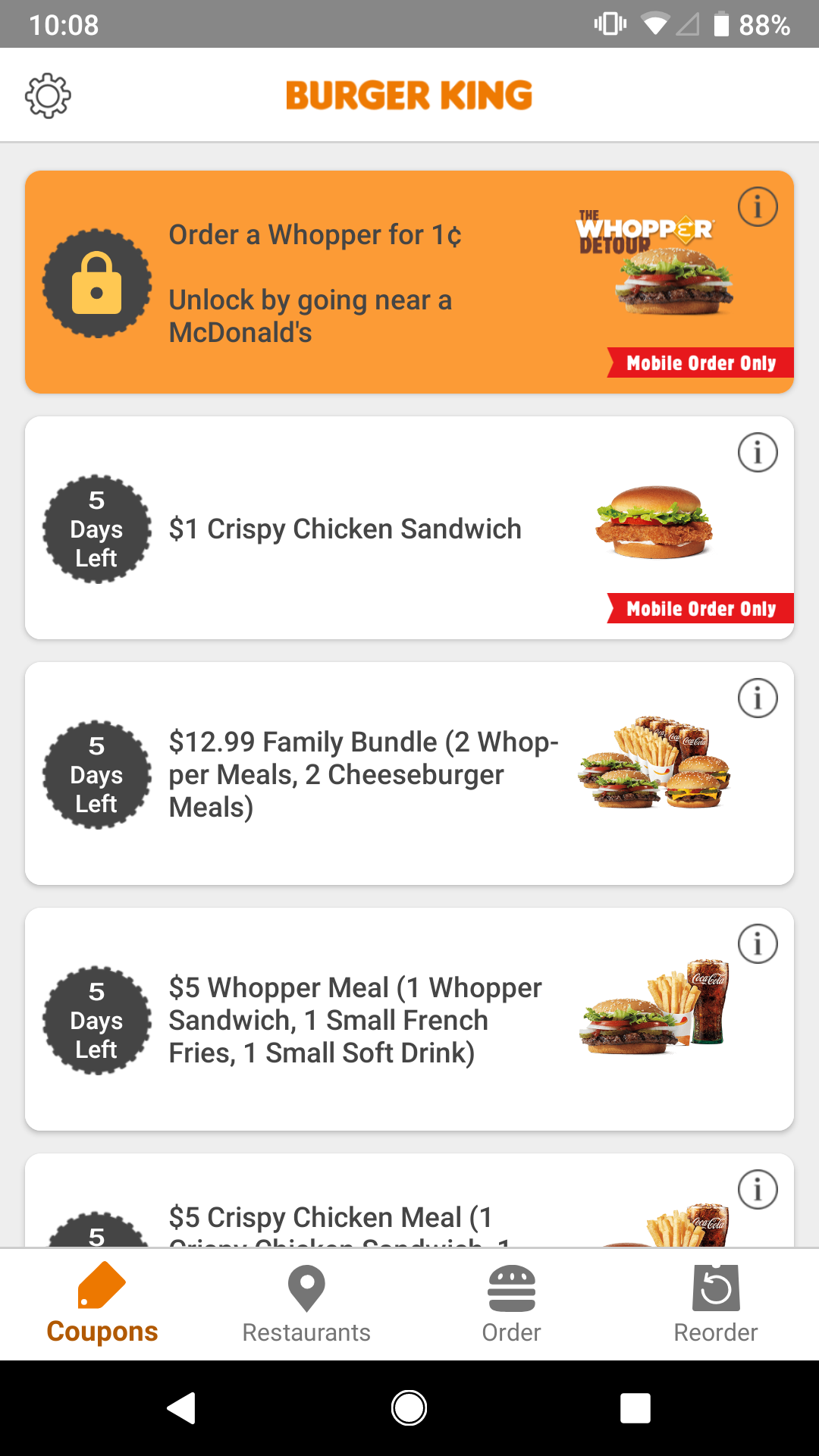 Burger King app offering 1¢ whoppers if you order it withing 600 ft. of a McDonald's