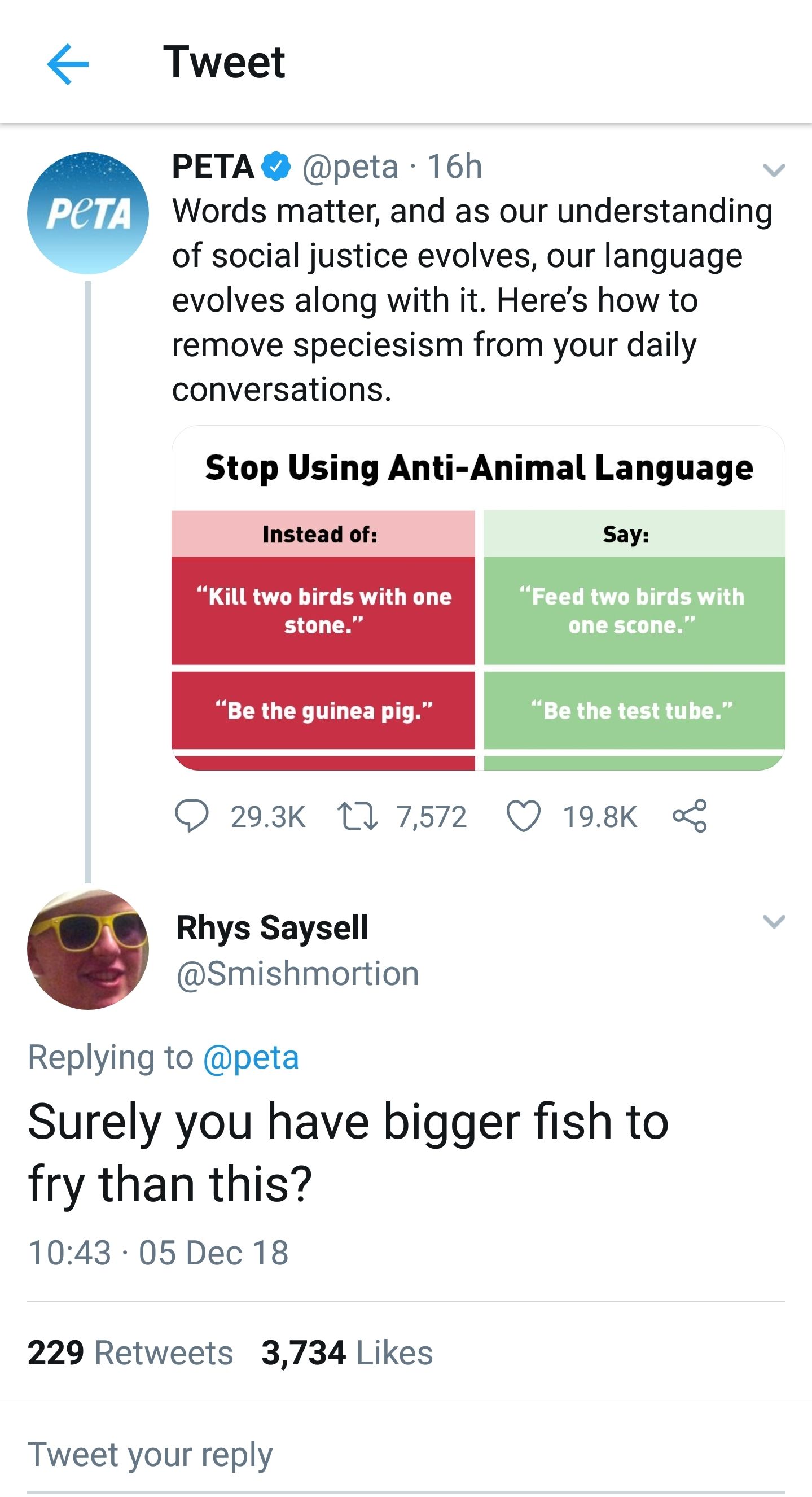 Perfect response to PETA