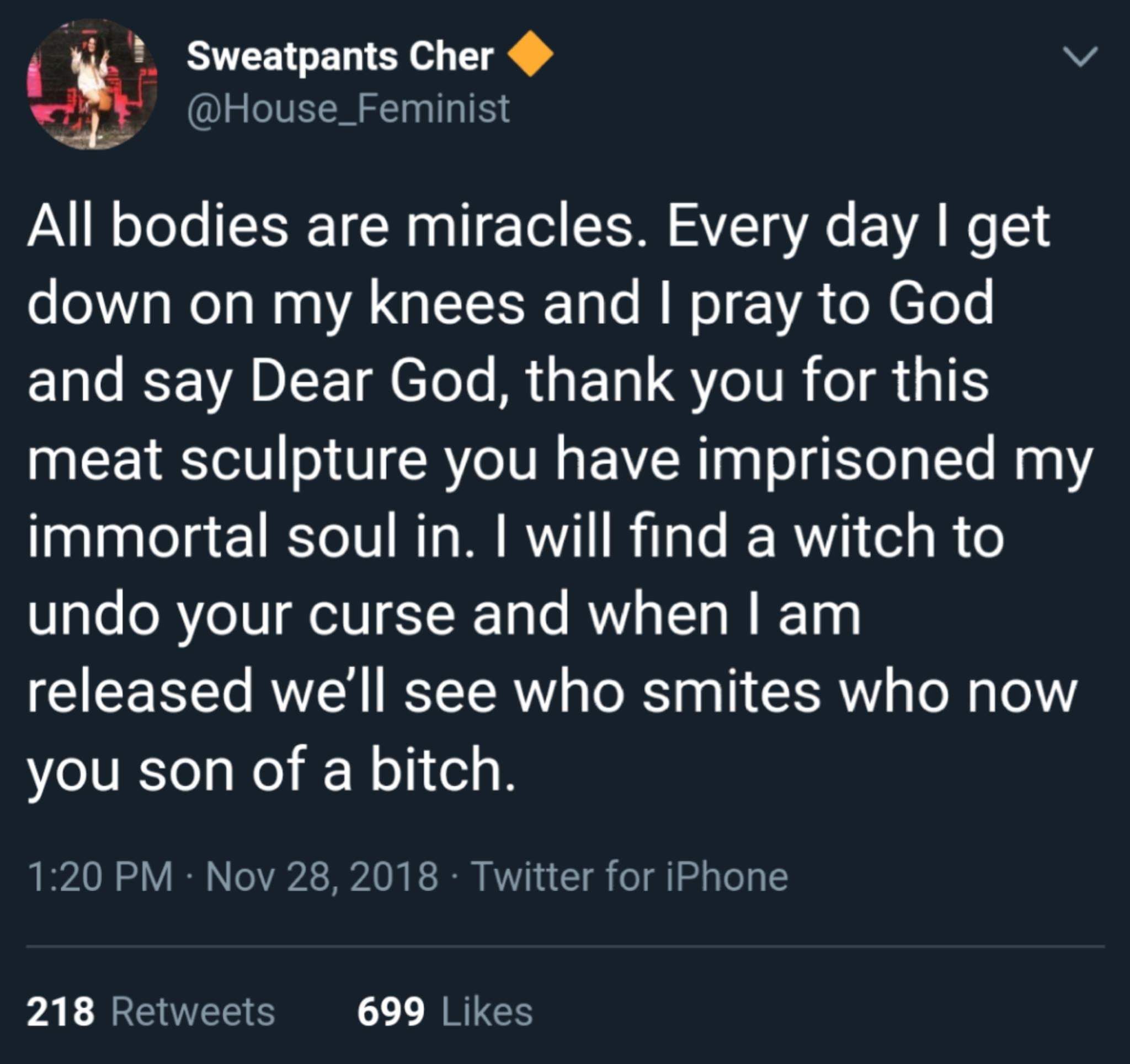 from body-positive to anti-theist in the weirdest twist