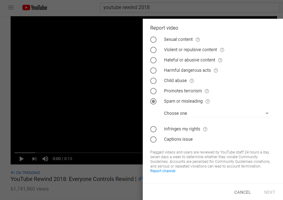 Just a reminder that you can report the youtube rewind for being sh*t