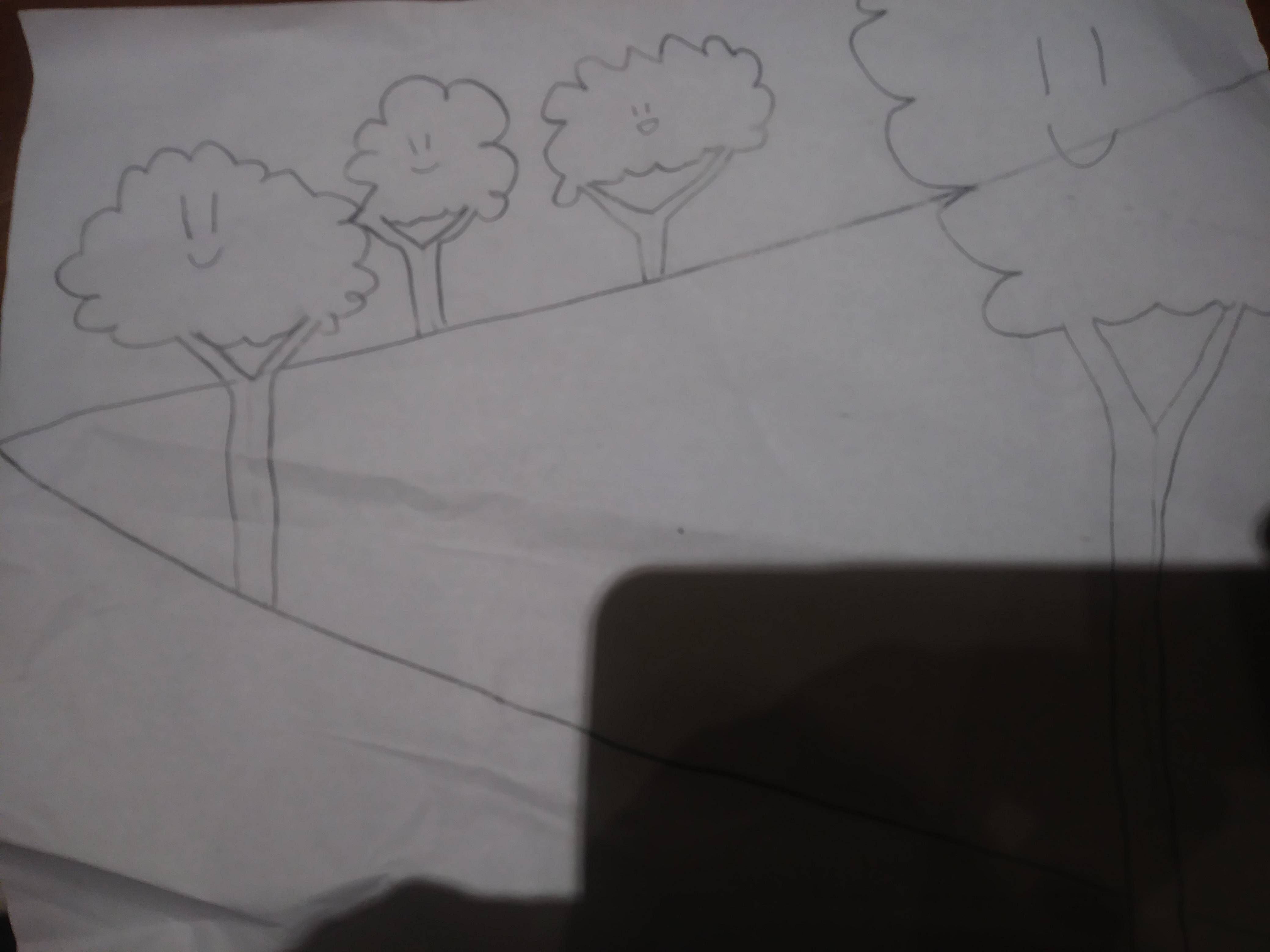 My kid saw me watching Bob Ross. Then she handed me what she called "happy little trees."