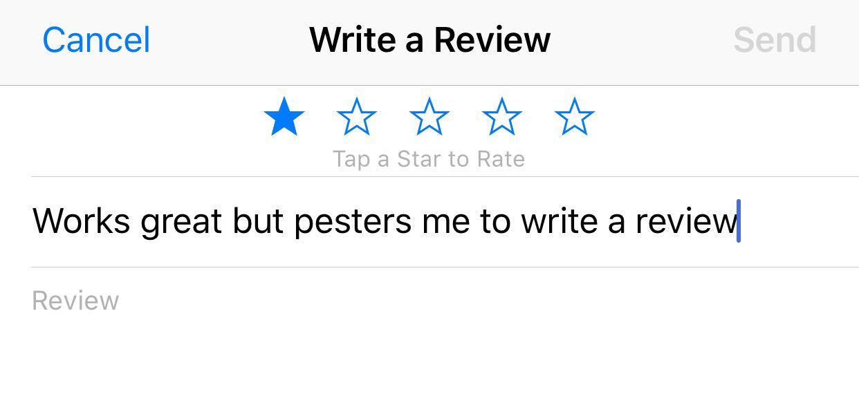 The only rating and review I ever leave on the app store