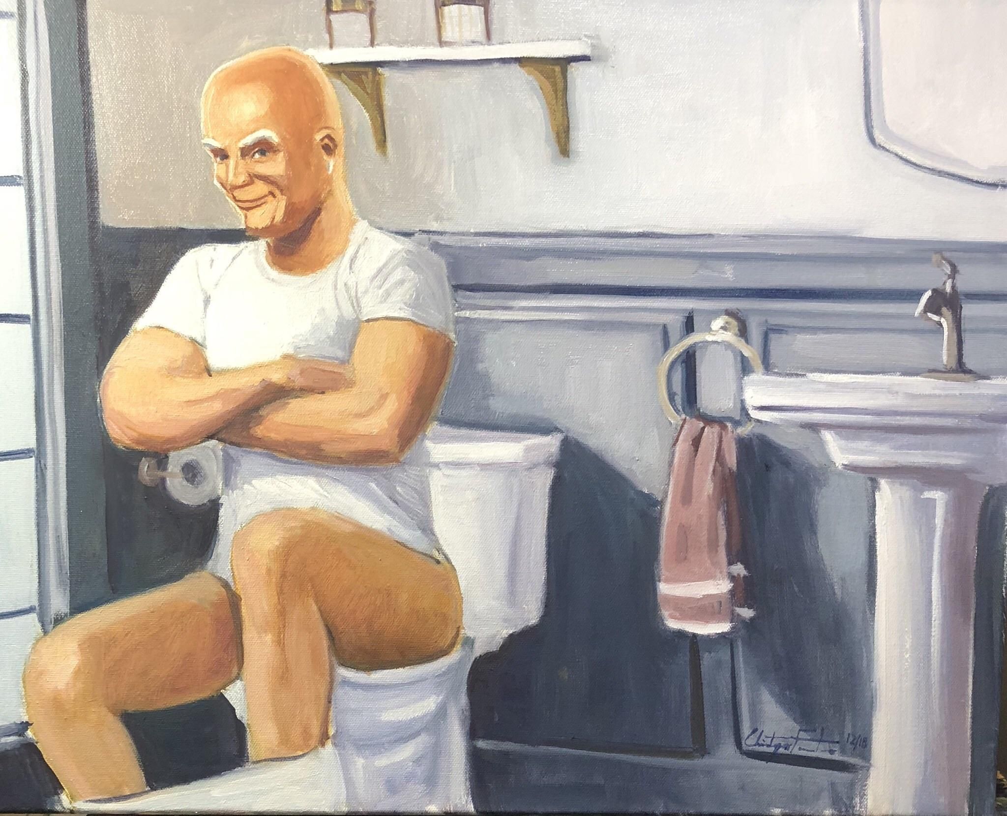 My latest client commissioned a painting of Mr. Clean taking a dump. 