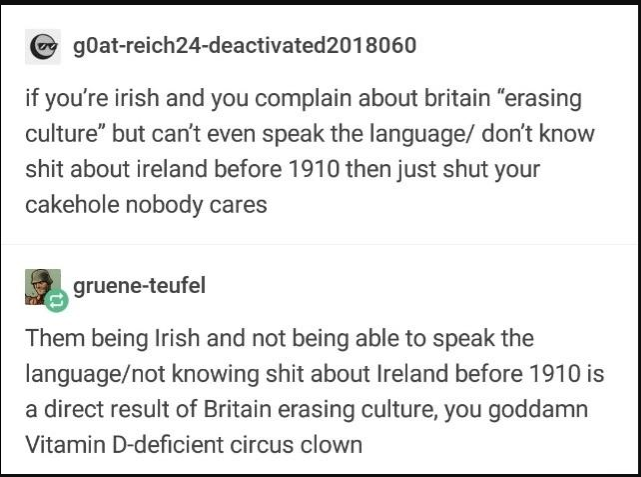 I am Irish and I support this message. lmao