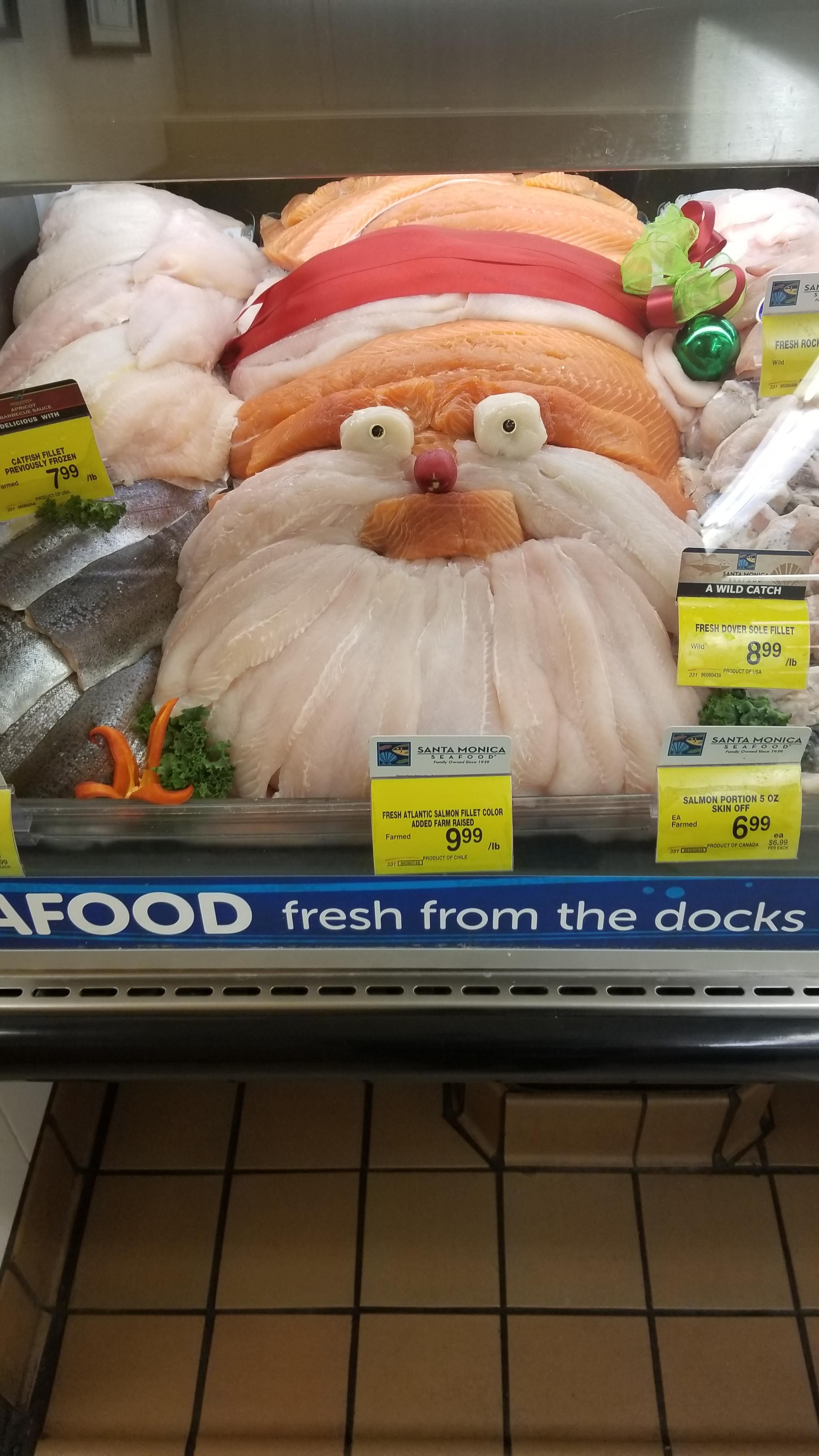 Terrifying fish santa at my local supermarket