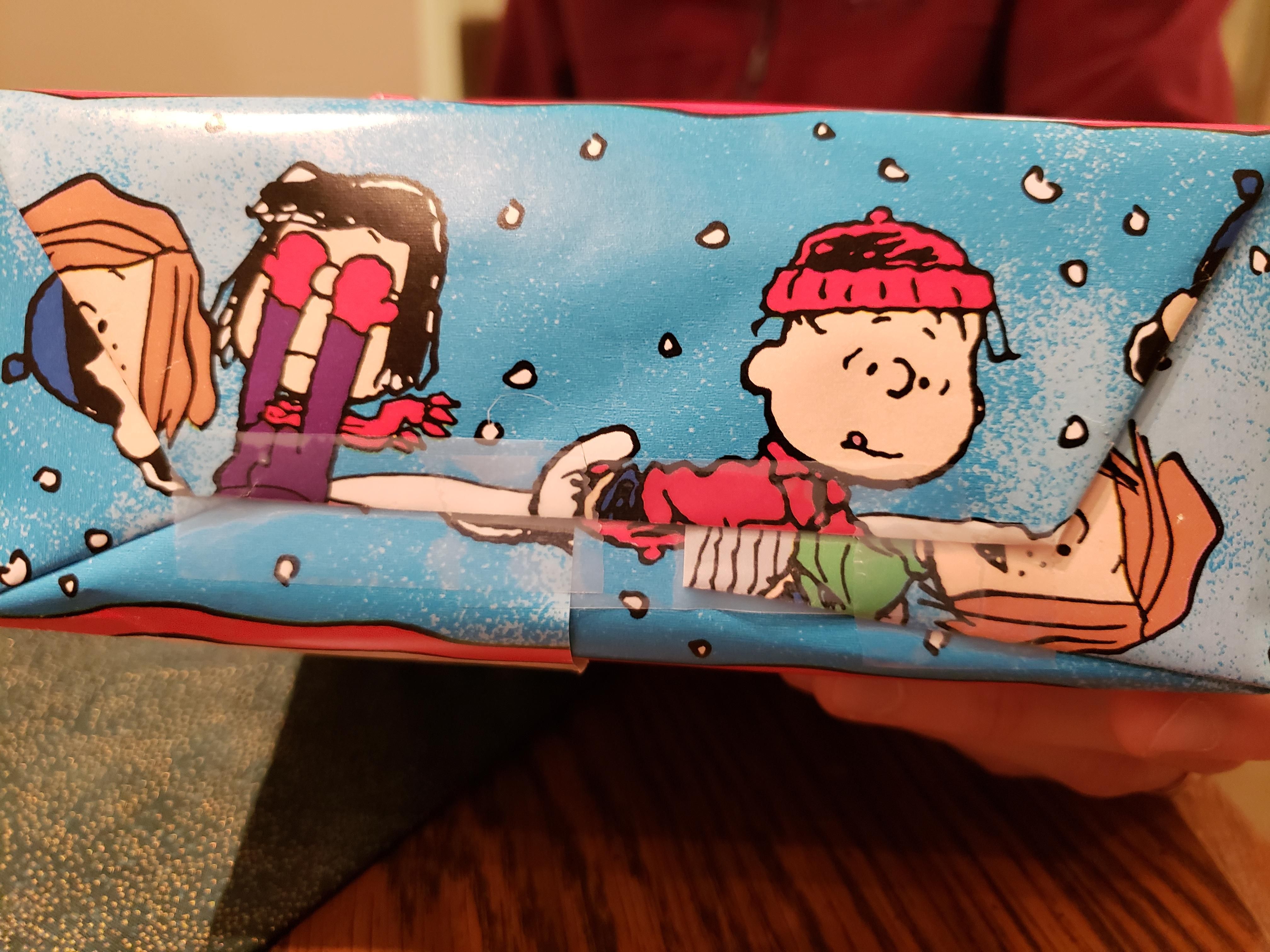 Gift I received...wrapped in a such a way that it appears as if Linus and Patty are getting it on in front of Marcie.