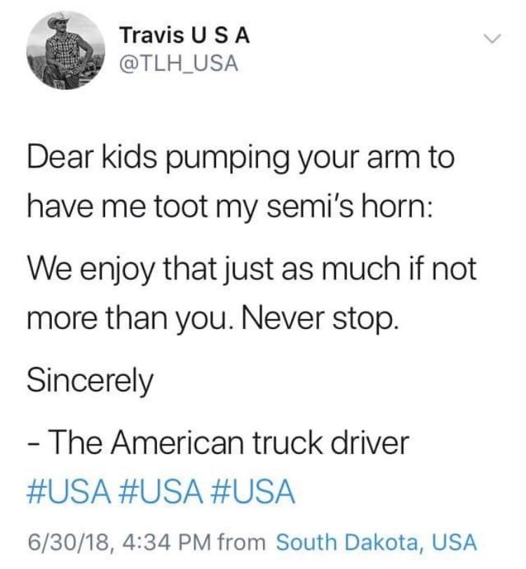 Shoutout if you toot your semi truck