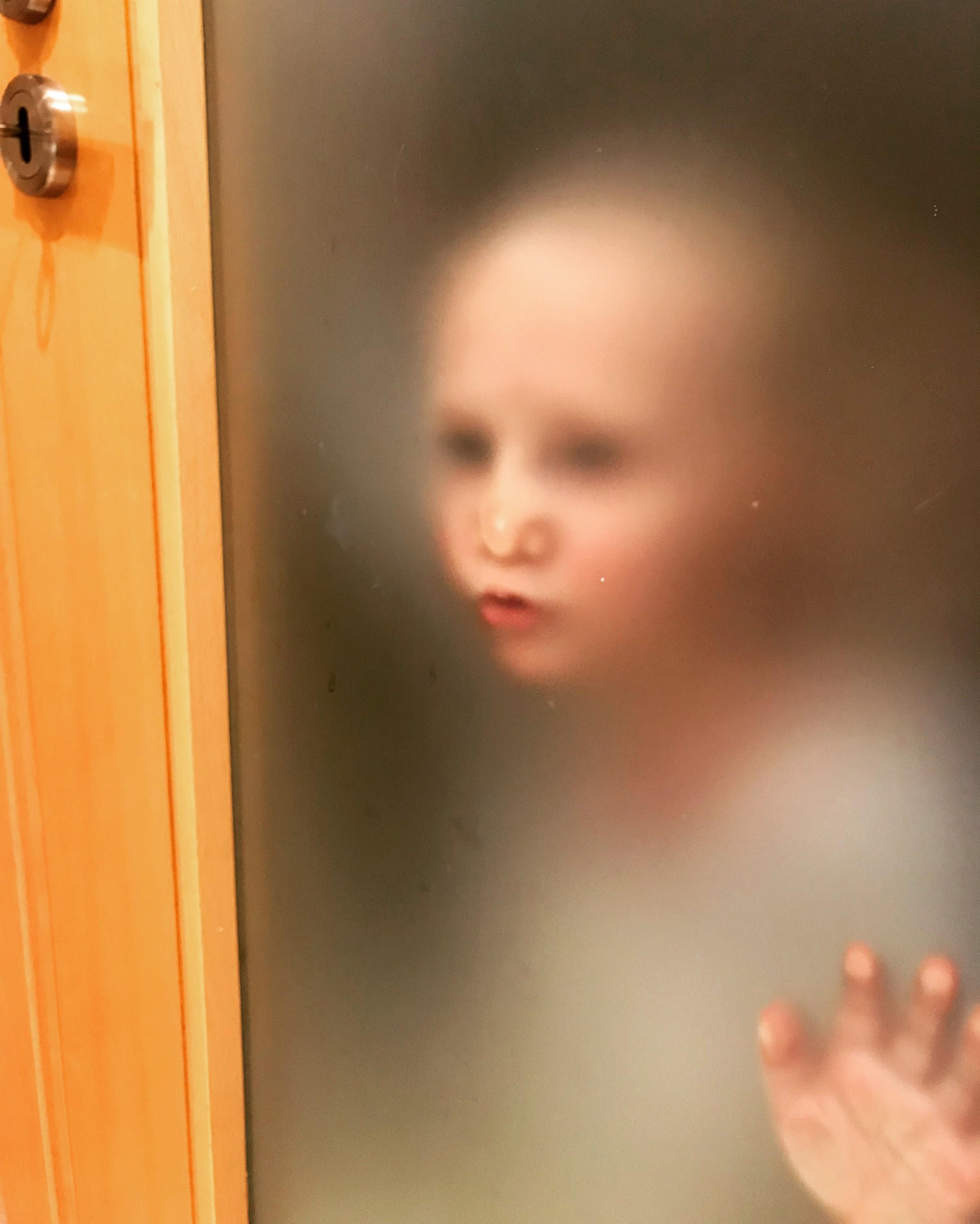 Our AirBnB had a translucent bathroom door. I’m used to my impatient toddler stalking me through the bathroom door, but this took it to a much creepier level.