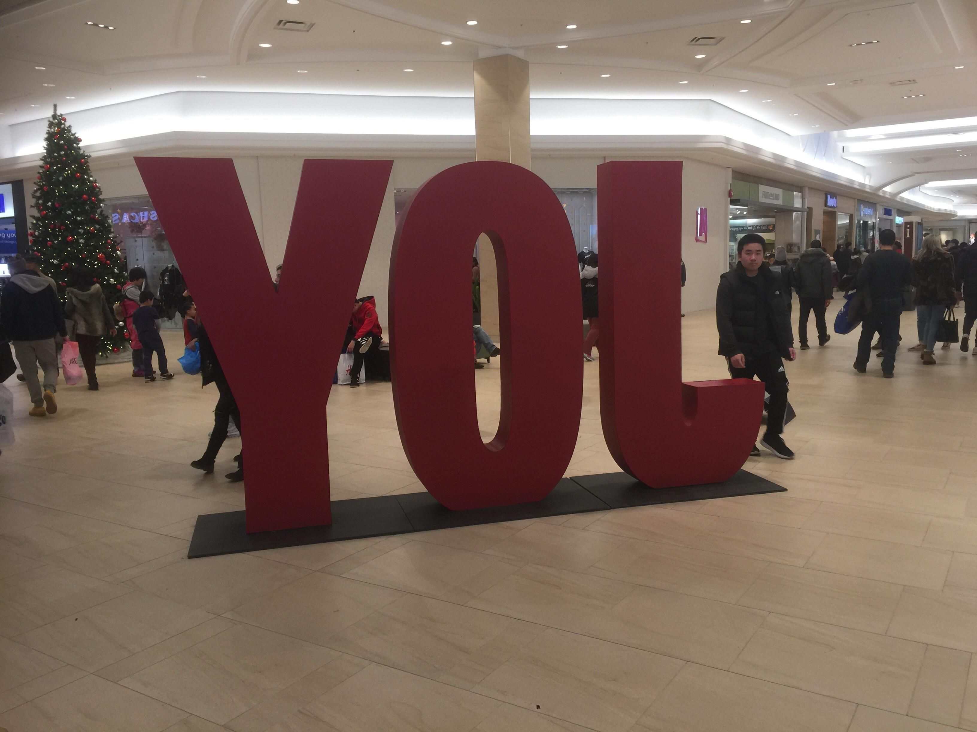 I thought someone broke this ‘YOU’ sign... my wife rolls her eyes and says’ it says JOY...’