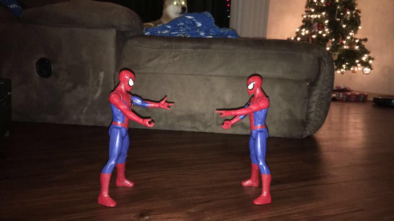 My son got two of the same Spider-Man for Christmas and this is all I could think of