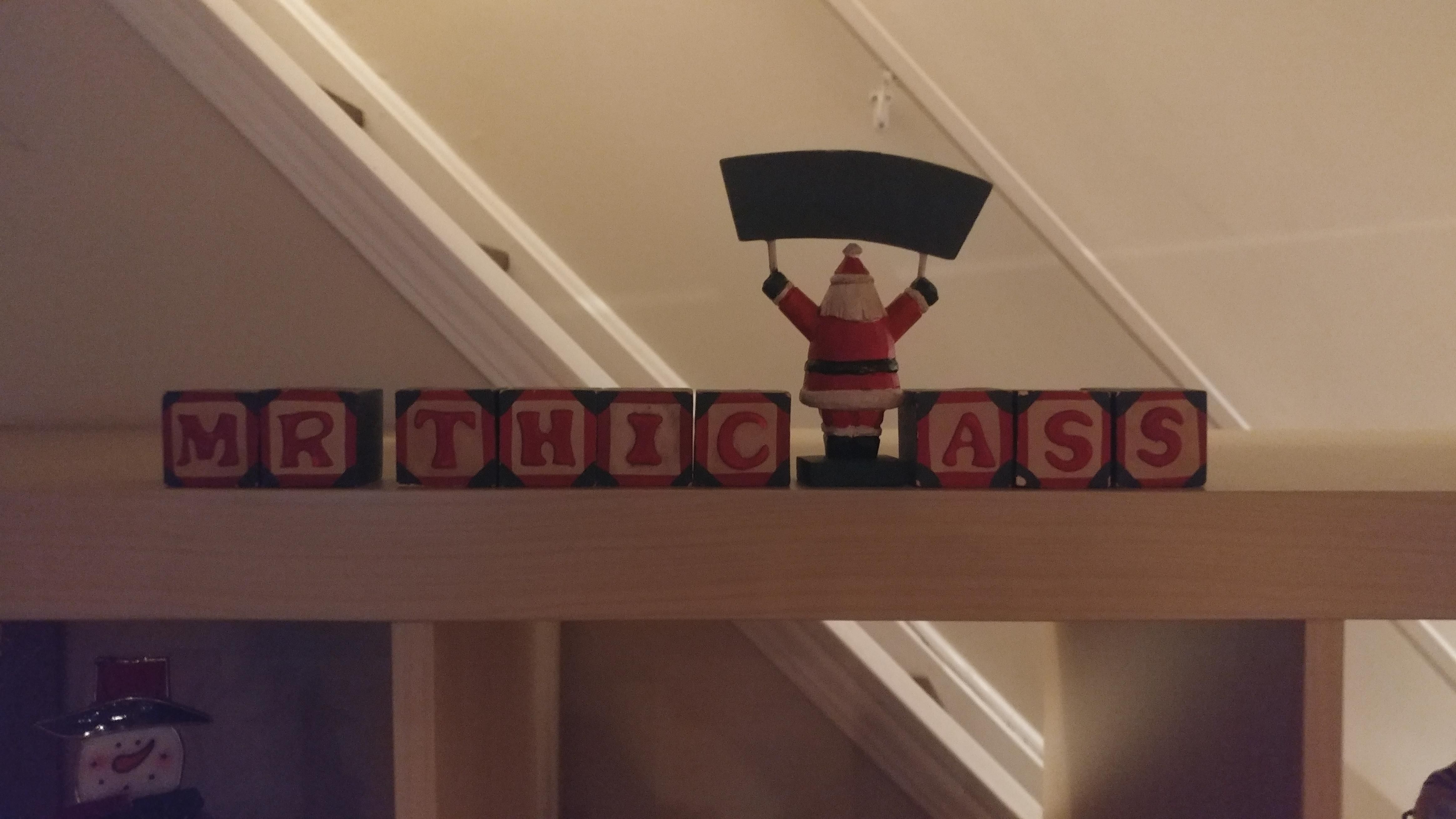 For anyone else who's mother has a decoration that spells out Christmas in blocks