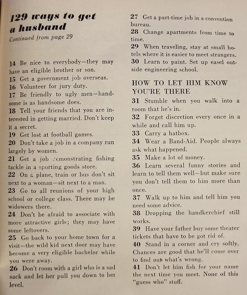 How to get a husband, 1938 edition. #40 will definitely get them.