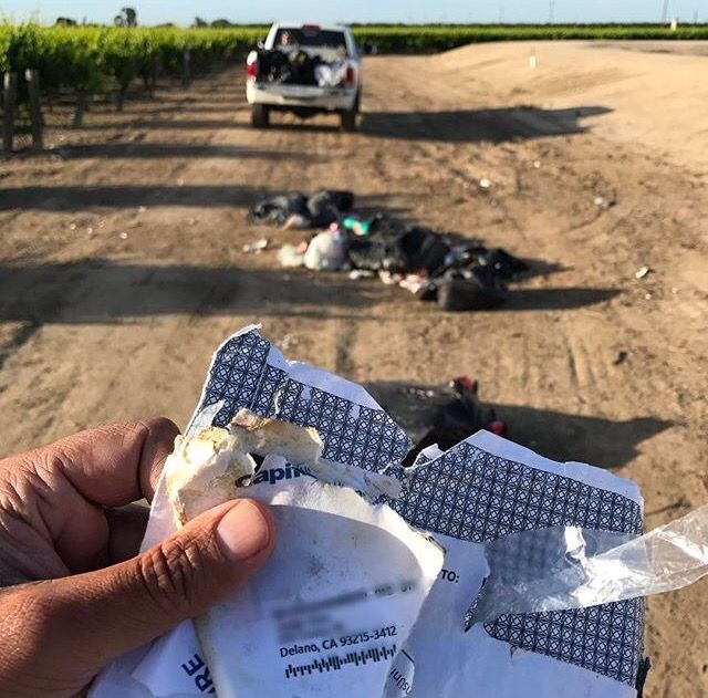 Guy finds garbage bags dumped on his farm. Opens bags to reveal dildo dumper's address...