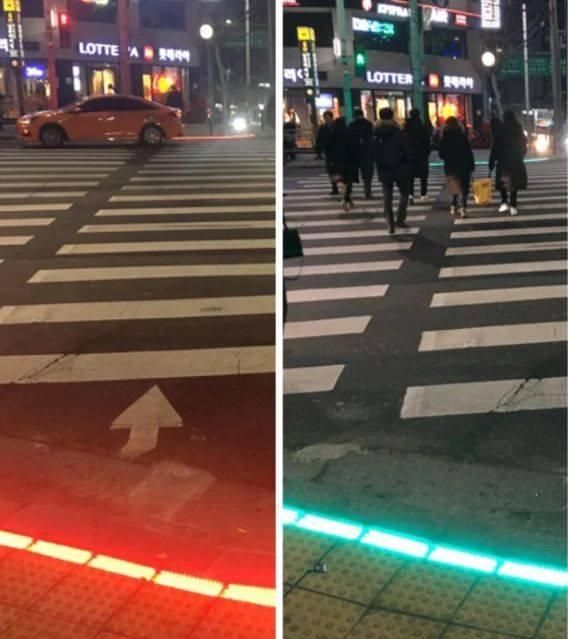 In Korea, people are so much into their phones, now govt, installed these lights for them to know when to cross the road :D