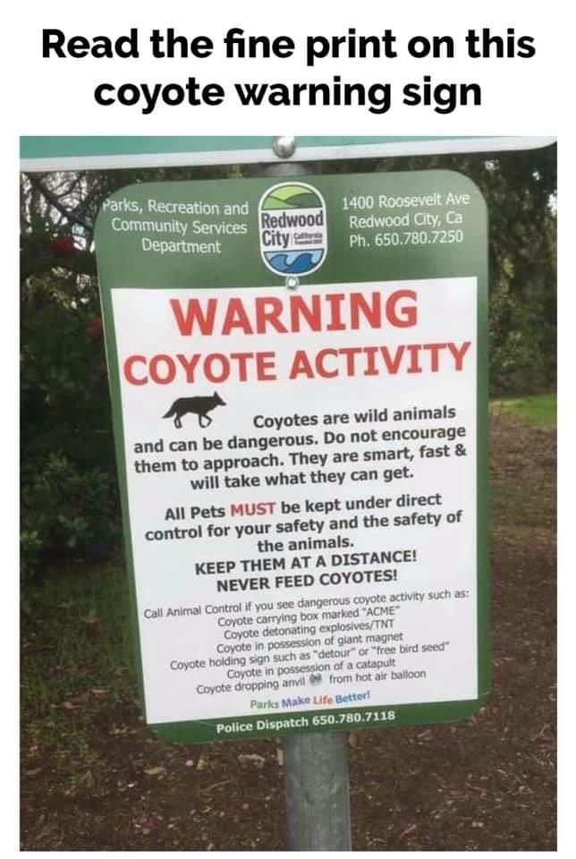 The fine print on this parks department warning sign.