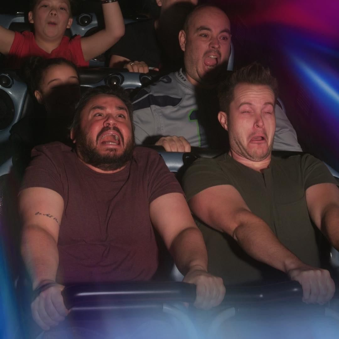 My friend and I randomly decided to take edibles and go to Disneyland. We took funny photos on every ride we could. This is my favorite.