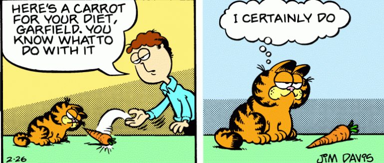 Removing the 3rd pannel of a Garfield comic gets a new meaning