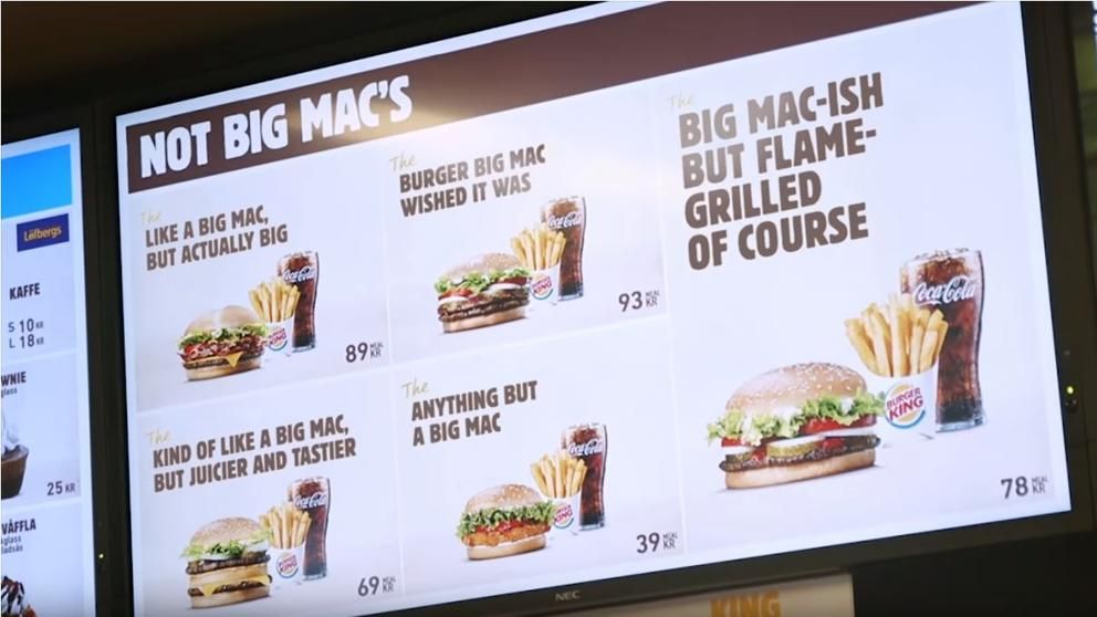 This is the current menu at Burger King in Sweden, who are trolling the shit out of McDonalds after they lost the European trademark to "Big Mac" to the far smaller Irish burger chain "Supermac".