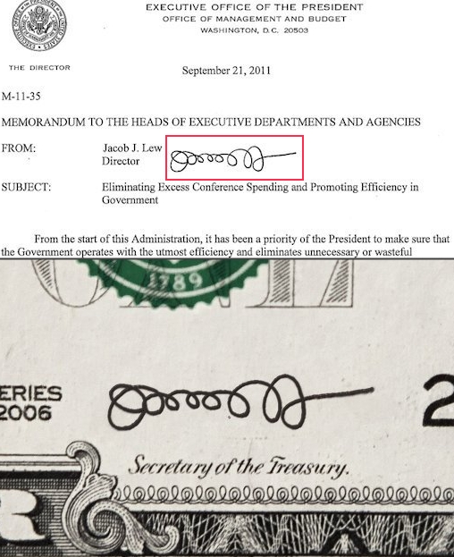 This piece of sh*t signature is going to be on our dollar bill. WTF
