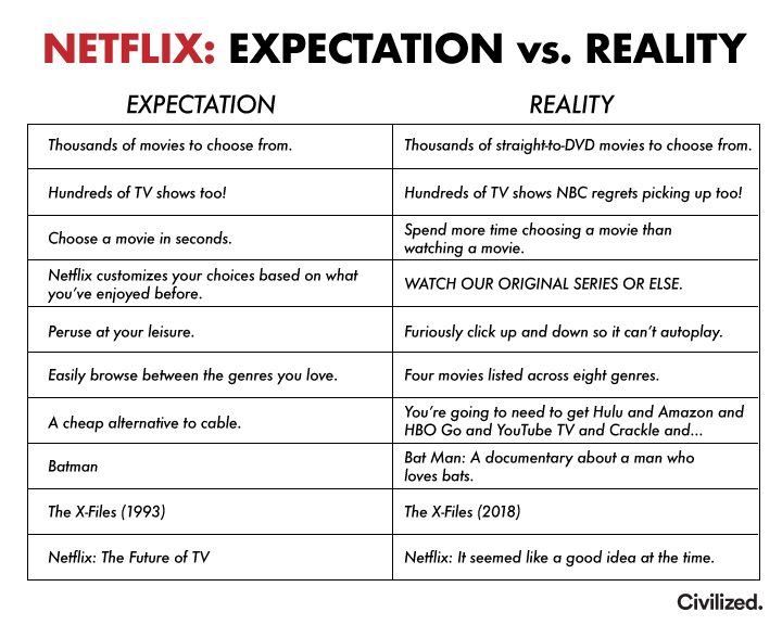 Netflix: Expectation vs. Reality