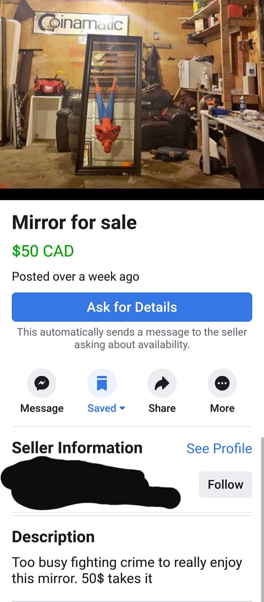 "Mirror For Sale"
